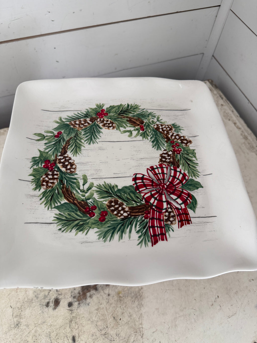 Ceramic Christmas cake plate
