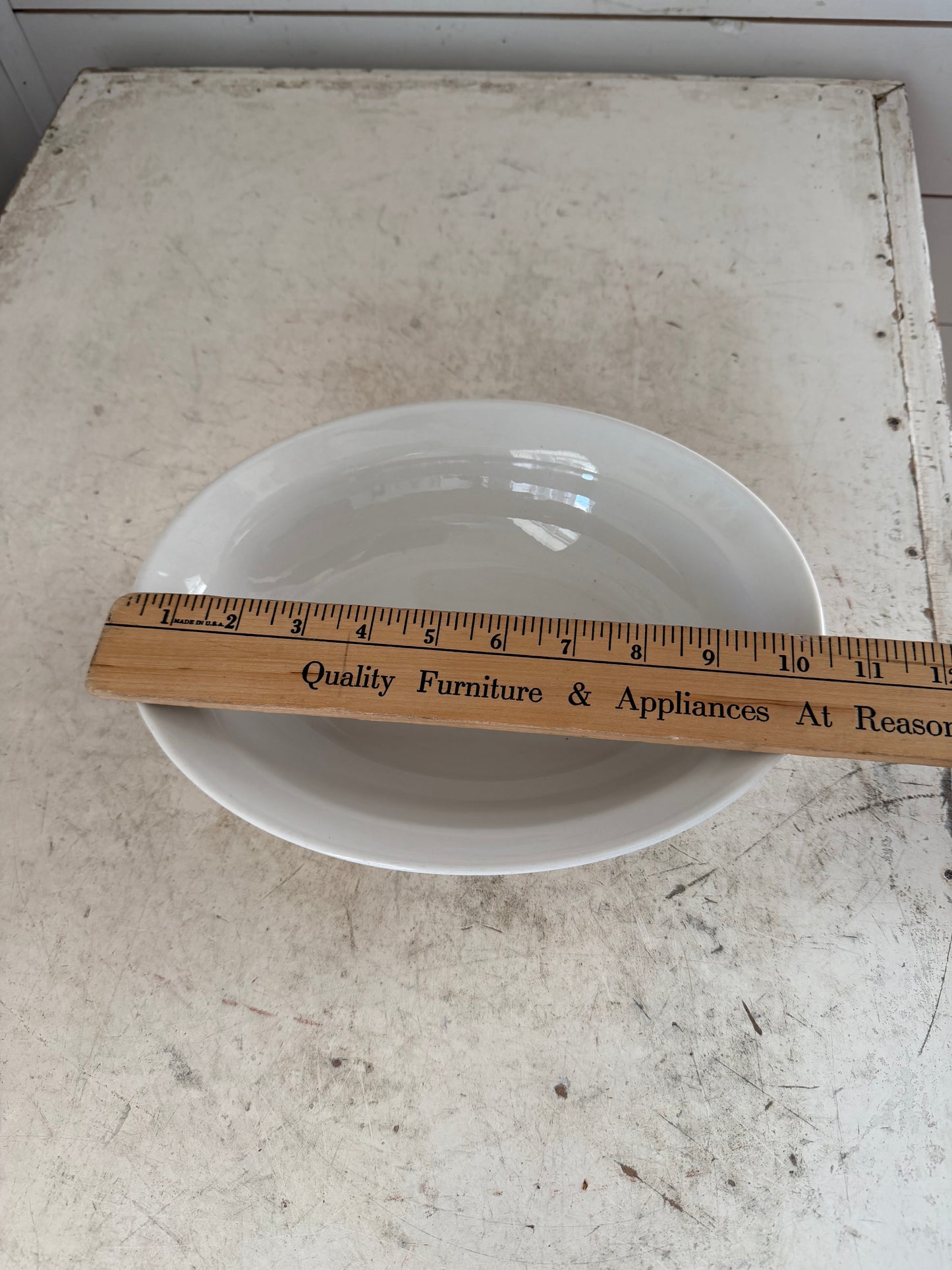 10” Antique Shanango China White Ironstone Large Oval Serving Bowl