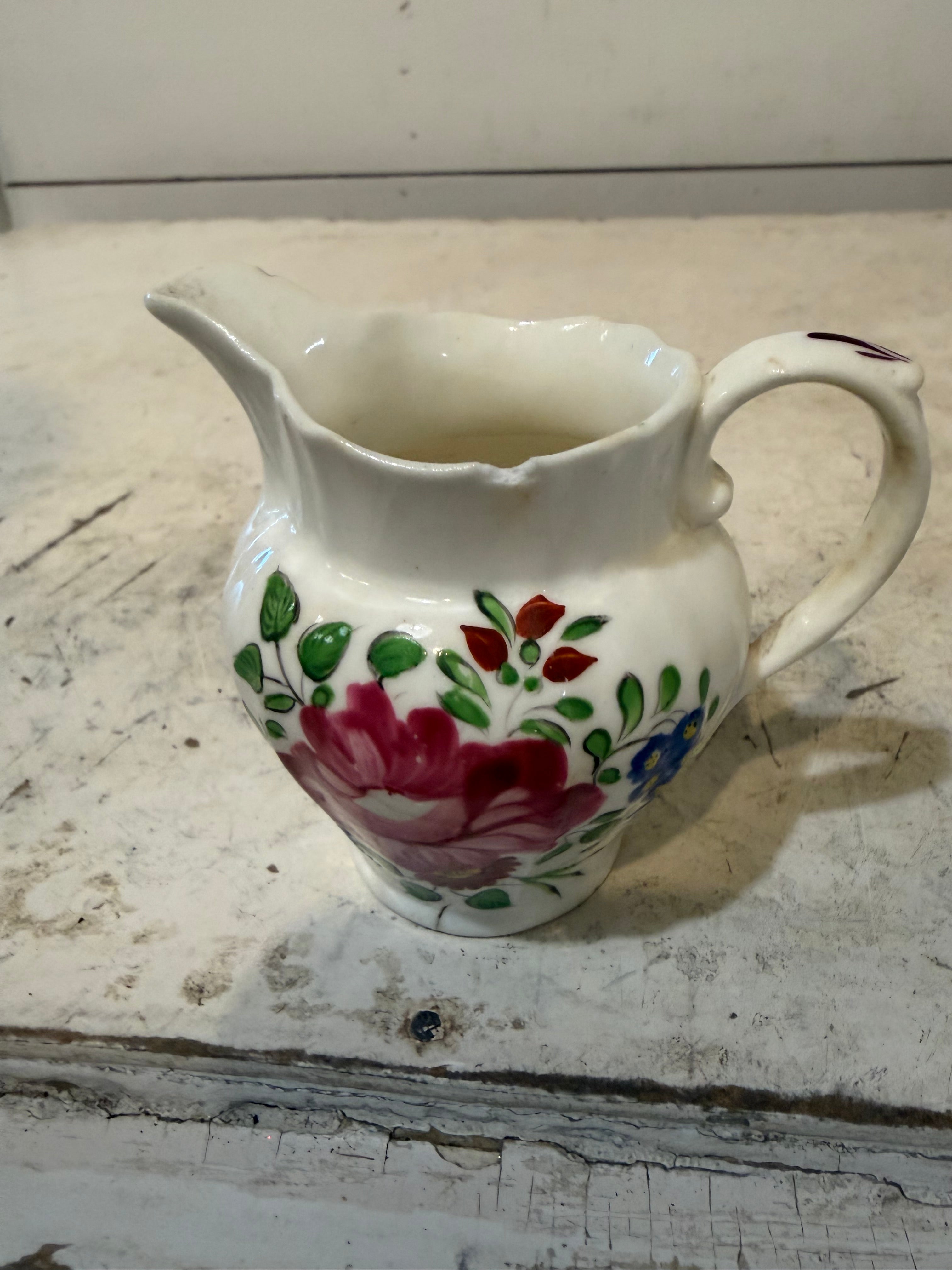 Vintage Hand Painted Floral Creamer - has small chip as pictured