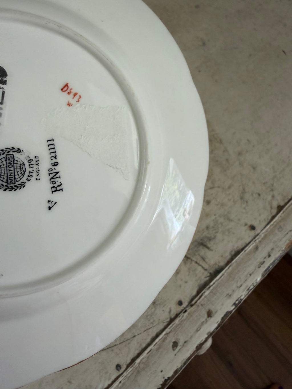 Mismatched, teacup, and saucer as is small chip