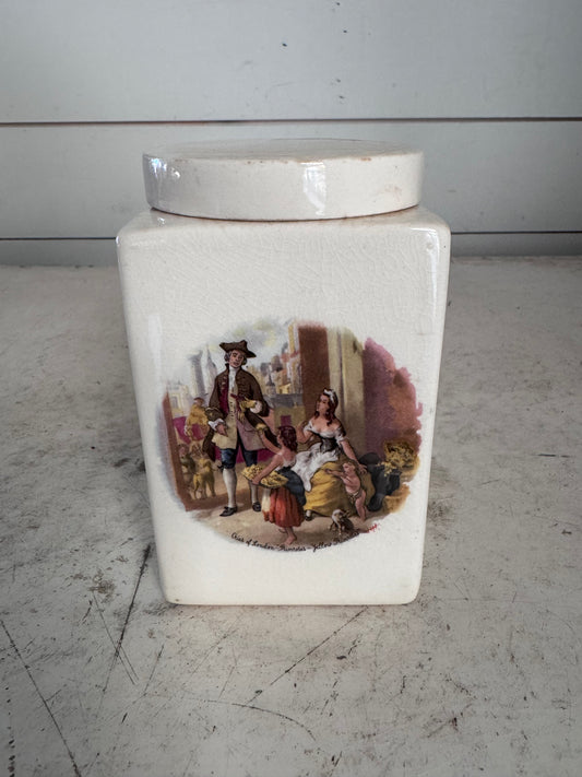 Sandland Ware “Cries of London” transferware Crock with lid