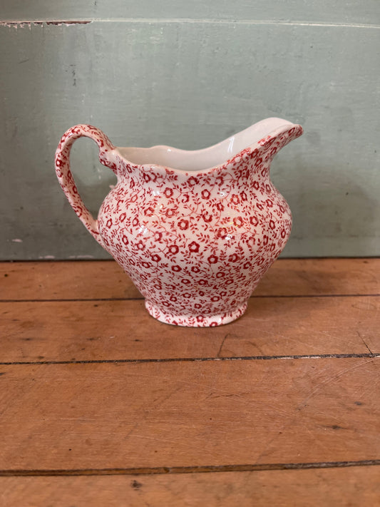 Rare Vintage Burleigh Staffordshire "Felicity" Pattern Red + Jug Creamer