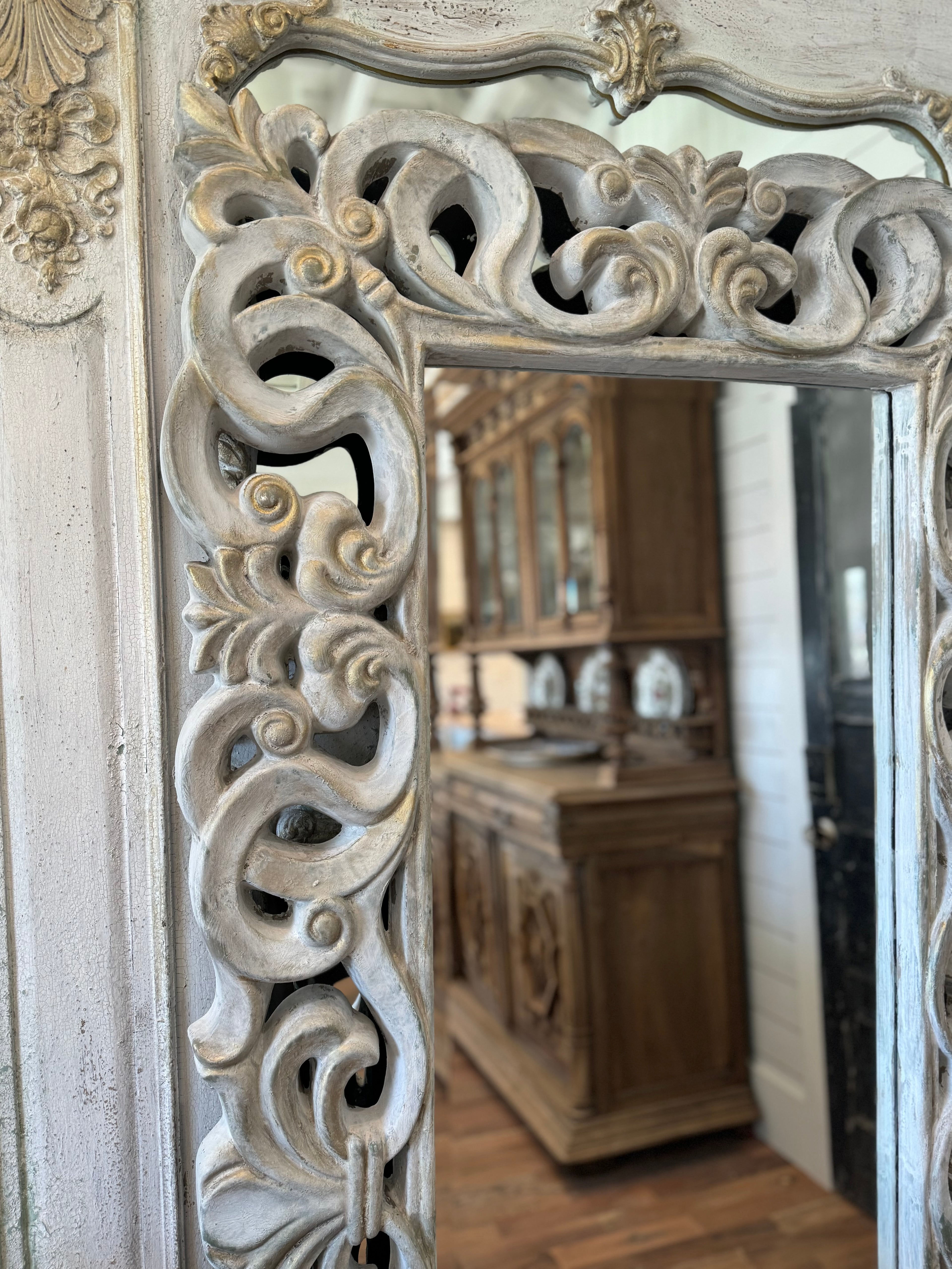 French Country Hand Painted Beveled Mirror
