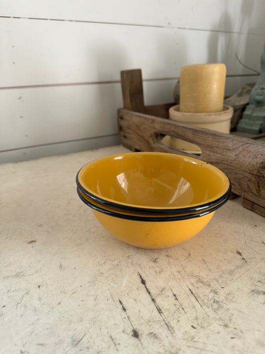 Vintage Yellow Enamel Bowl - sold individually