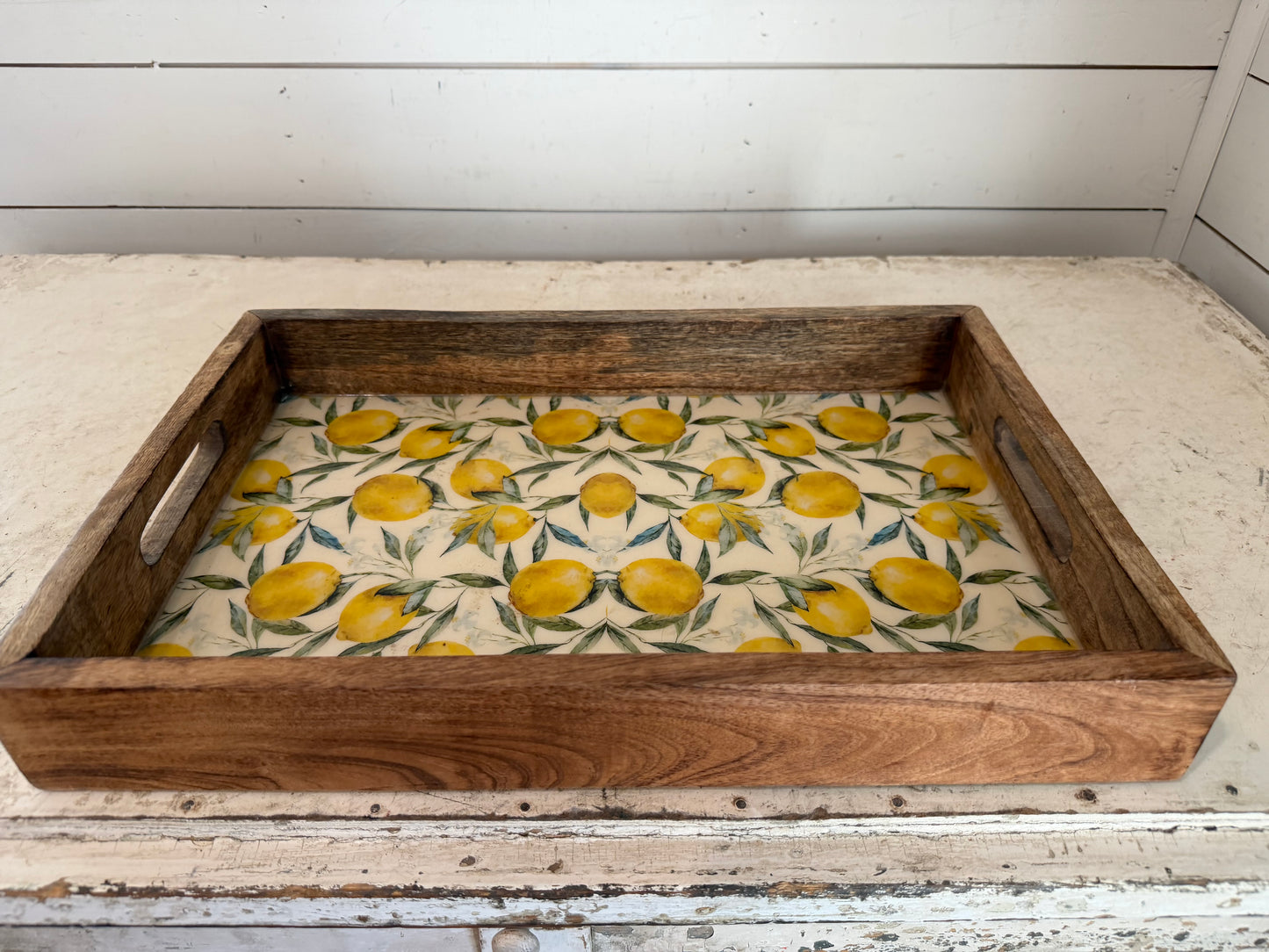 Wooden Tray with lemons