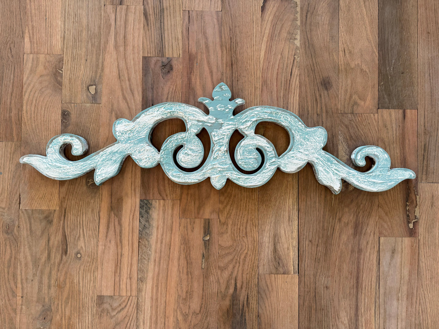 Wood pediment hand painted