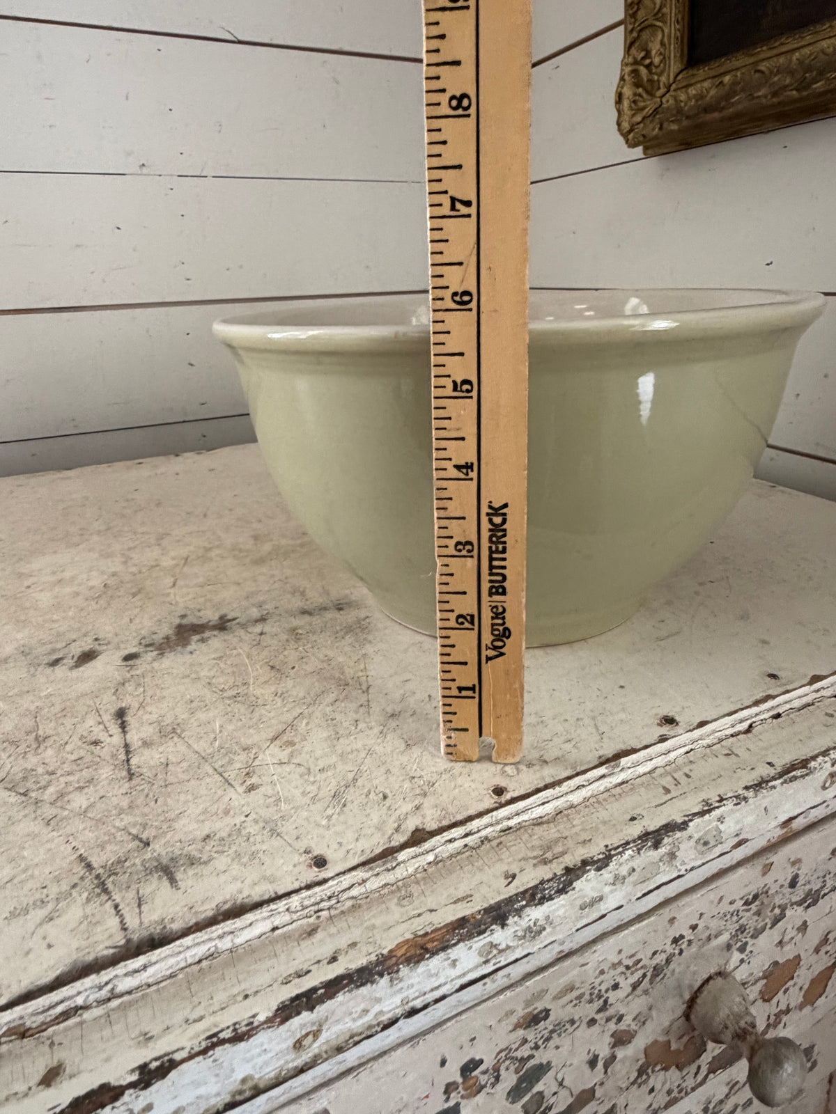 Green and cream mixing bowl