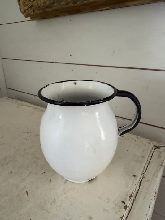 White enamel creamer or small pitcher