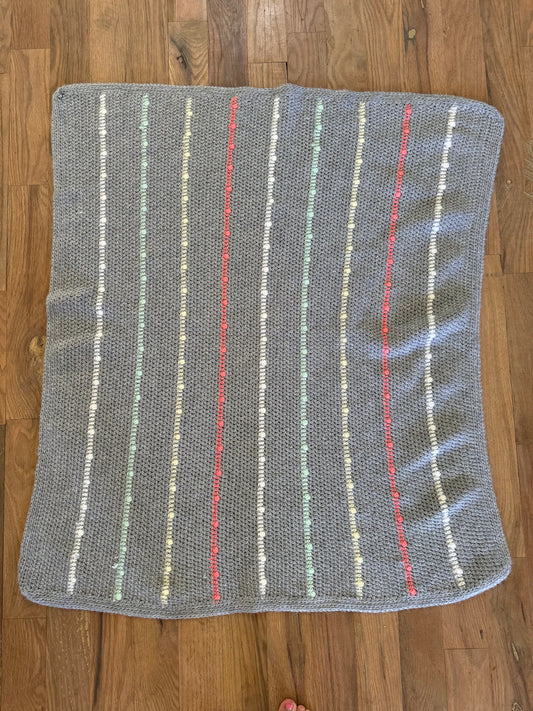 Gray Chain stitch crib afghan