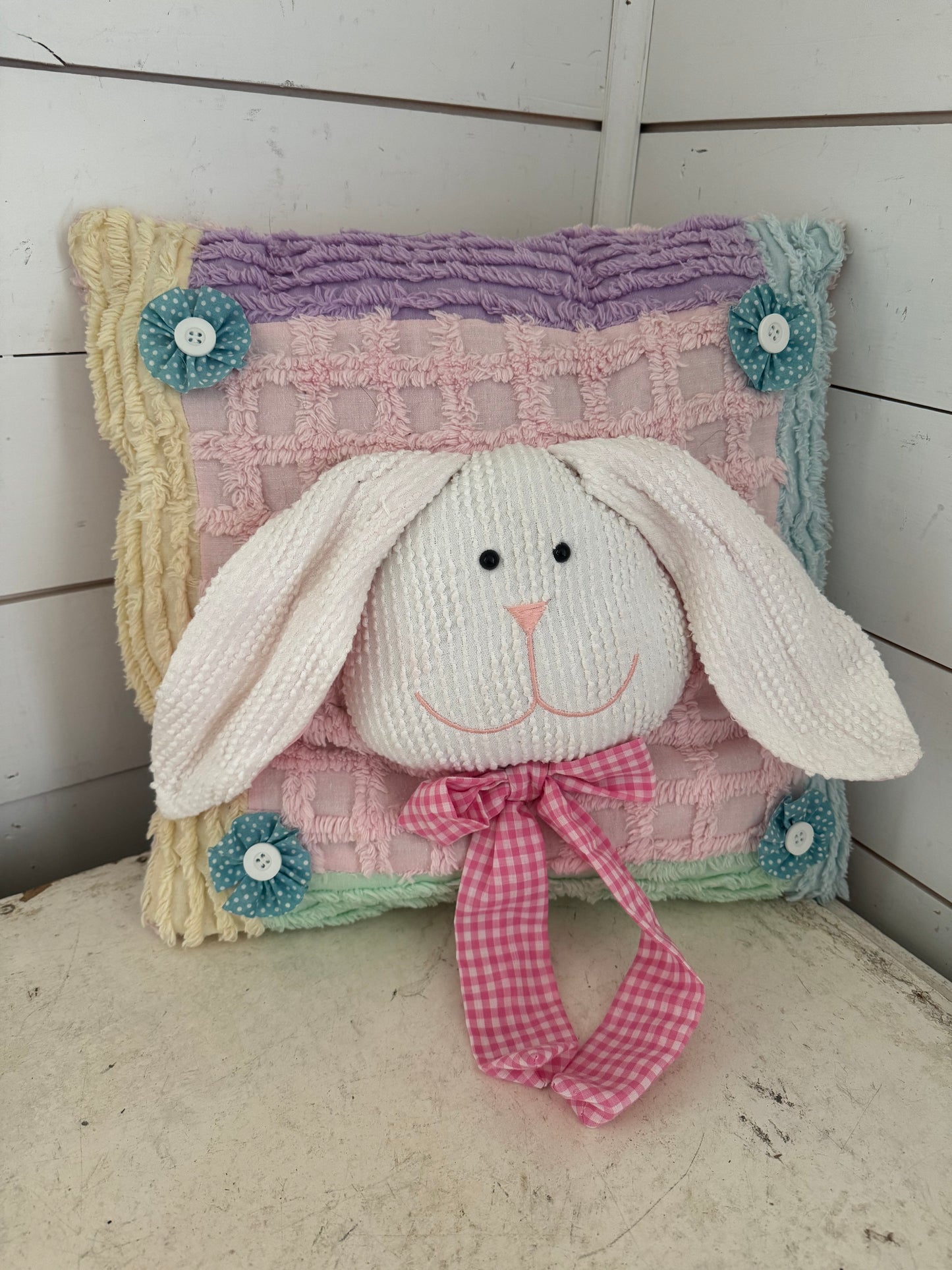 Chenille Bunny Pillow