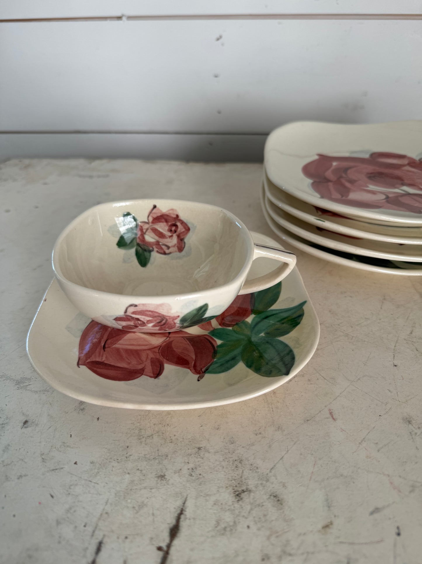 VTG RED WING Pottery LEXINGTON ROSE pattern Cups, Saucers, Plates sold individually