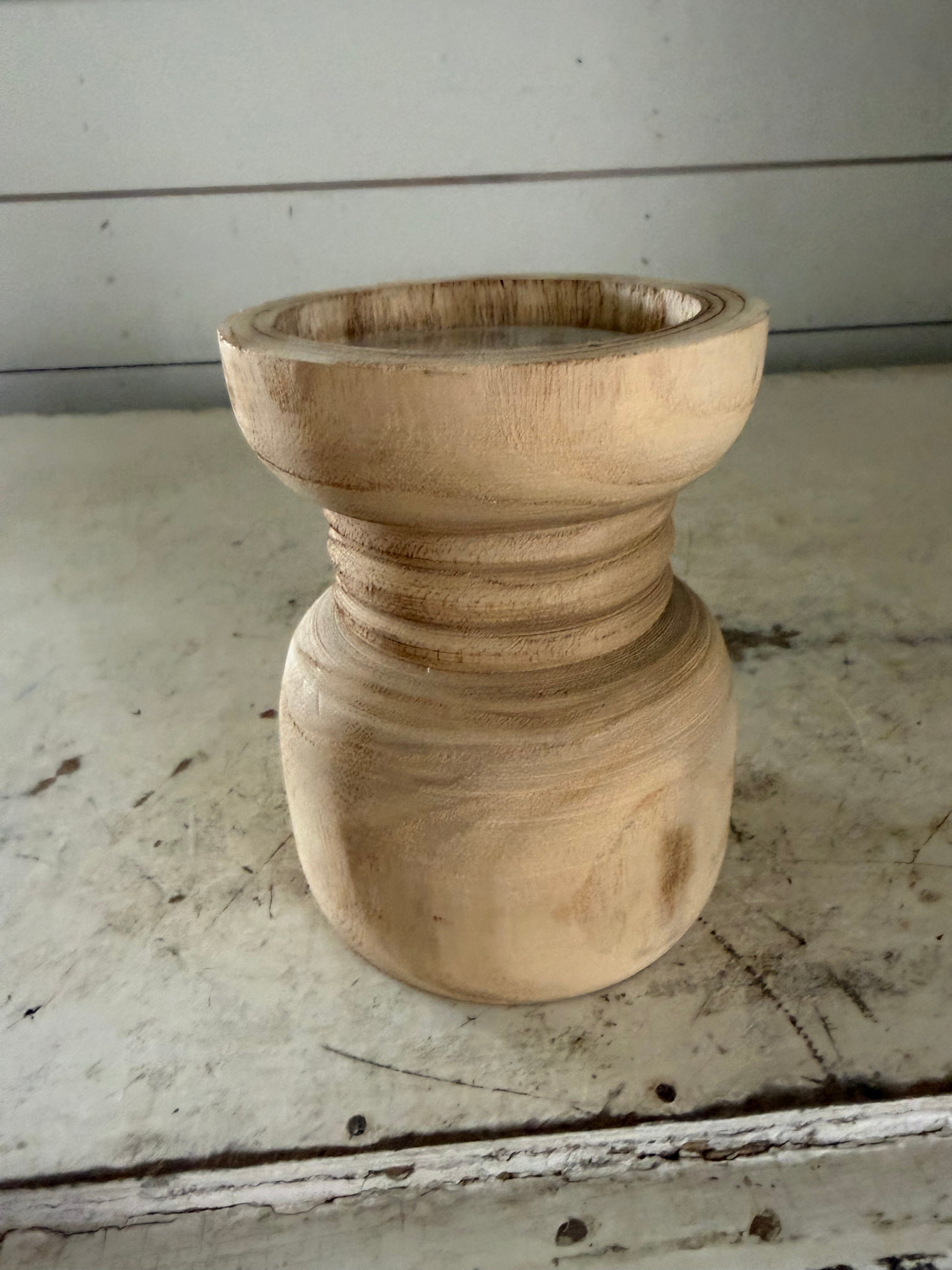 Wood candle holder