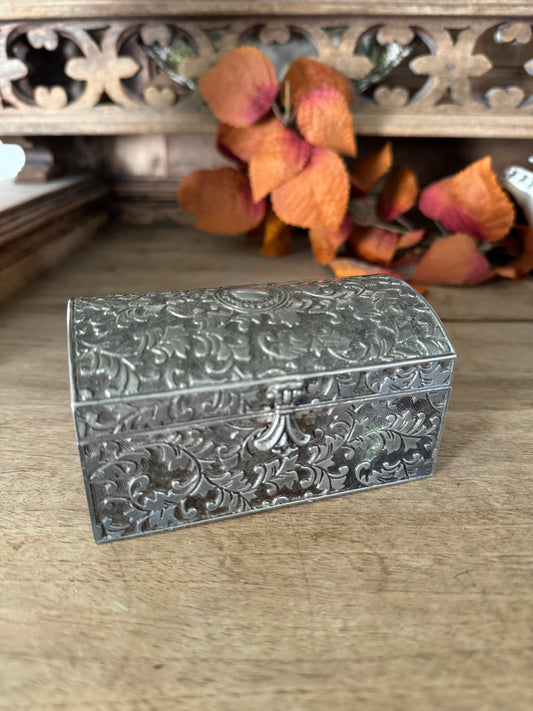 Vintage Tarnished Silver Jewlry Box