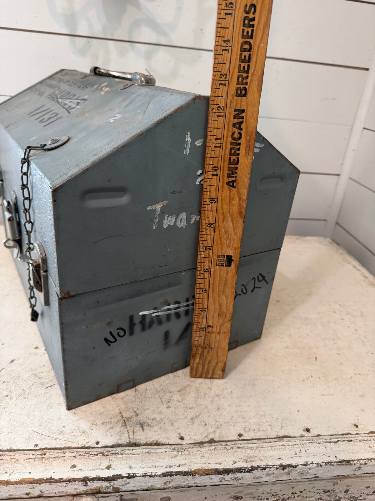 Military Carry Tool Box Metal Cantilever Vintage Heavy Duty