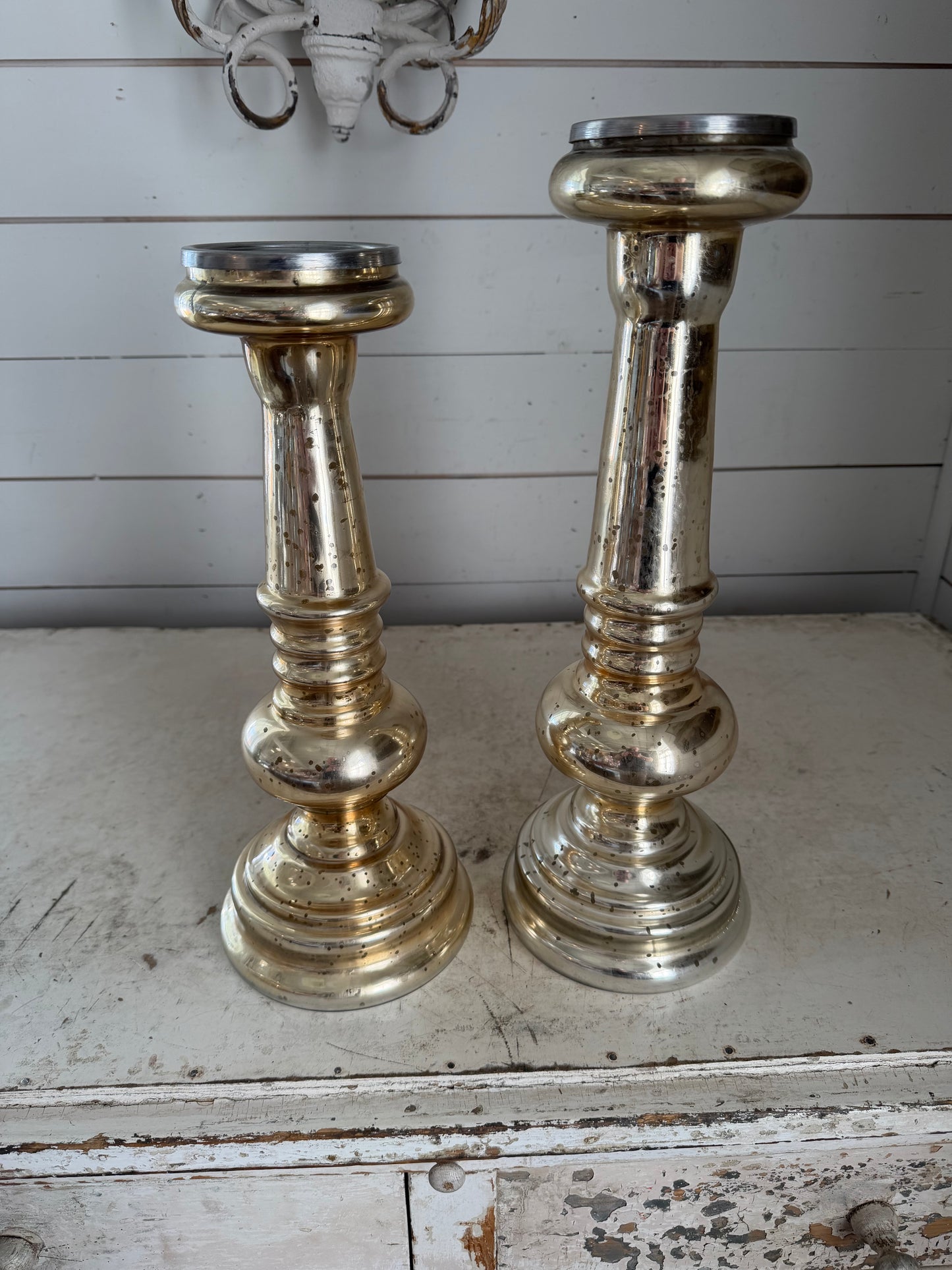 Pair of Mercury Glass Candlesticks