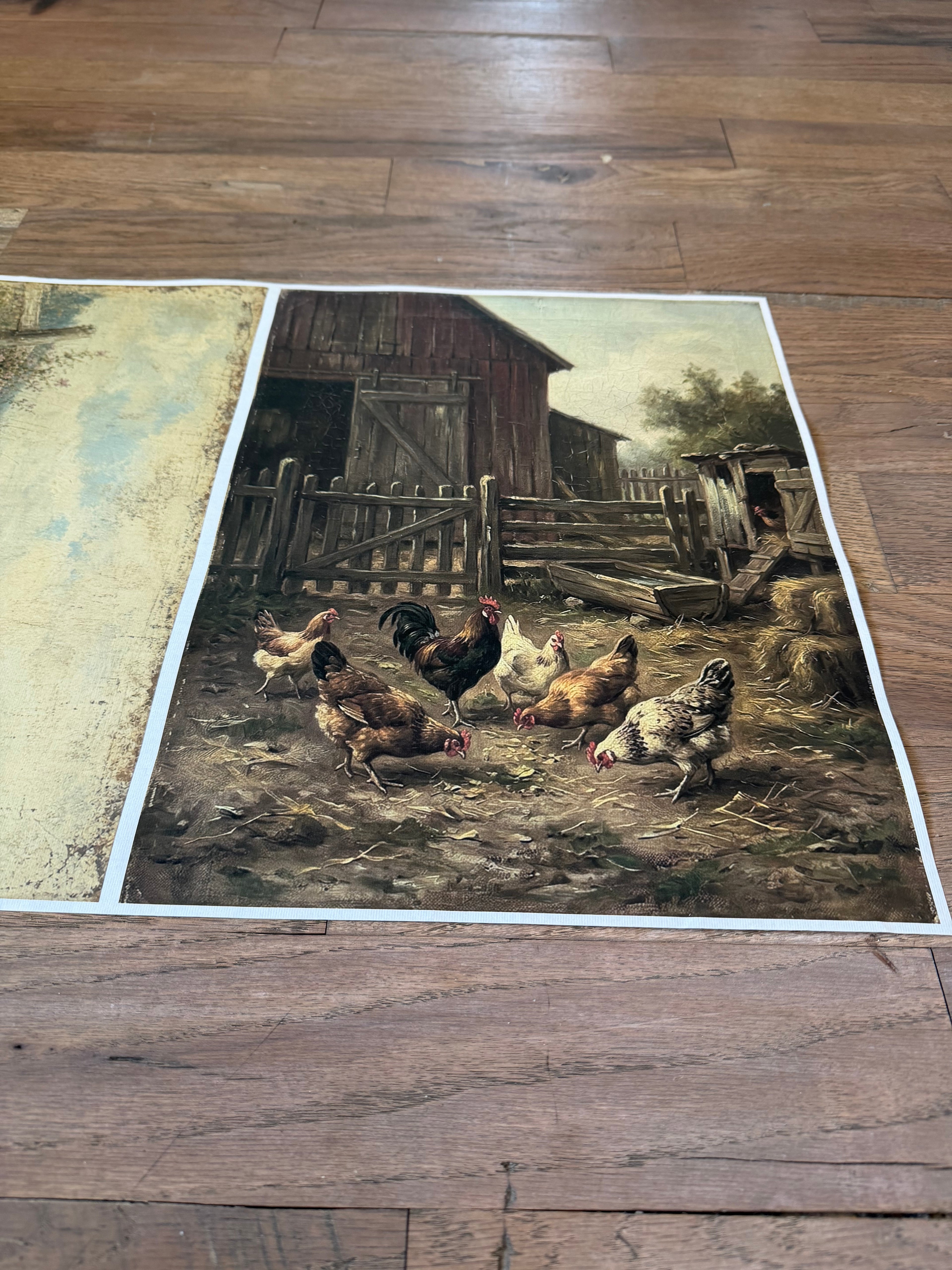 Antique Sheep and Chicken Yard Combo | JRV Medium Rice Paper