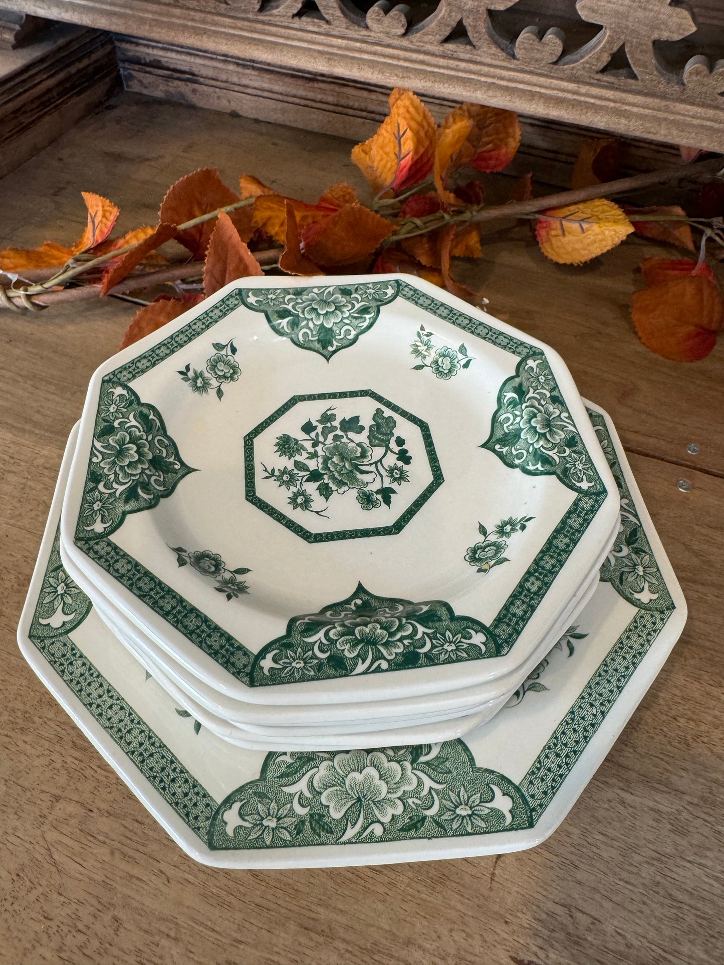 Royal Staffordshire Ironstone Green Transferware Plates - sold individually