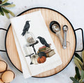 Tea Towel Halloween Black Crow Pumpkins Flour Sack