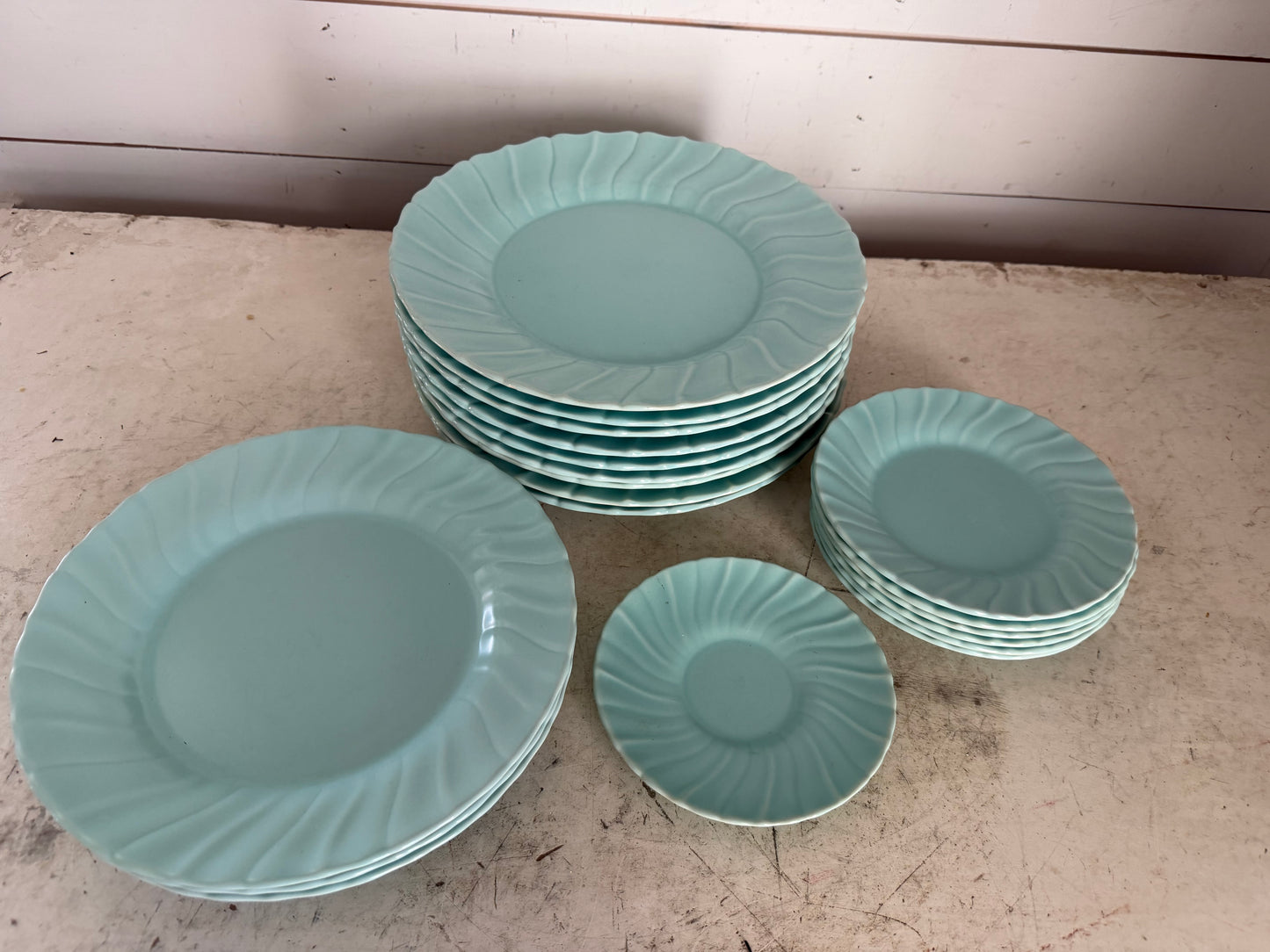 Franciscan Coronado Swirl dinnerware in the Aqua Matte color - sold individually