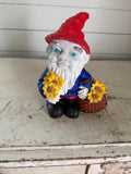Garden gnome figurine with sunflowers - will get makeover