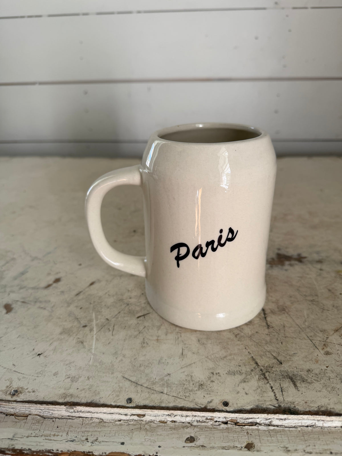 Paris souvenir Stein with the Eiffel Tower on it