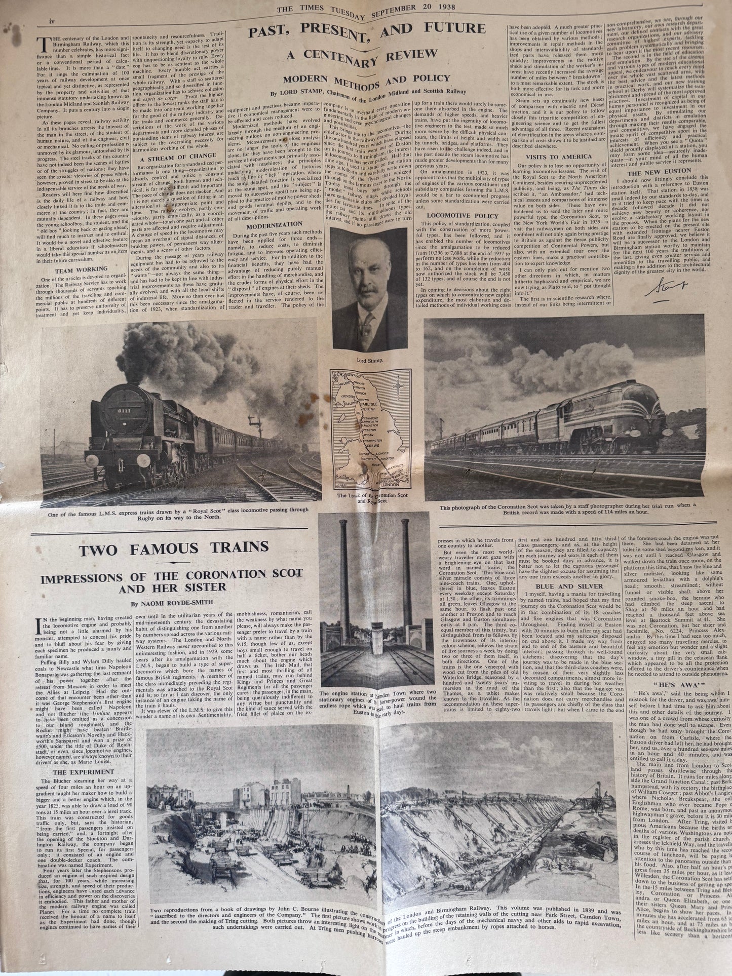 The Times LMS Railway Century Number News Paper Sept. 20, 1938