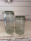 Set of Vintage green glass hermetic jars