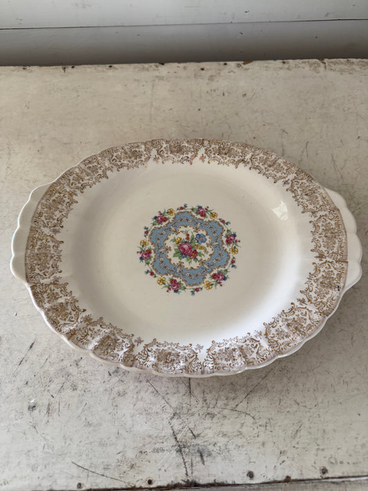 American Limoges Lyric 22 K Trim Gold Oval Serving Platter