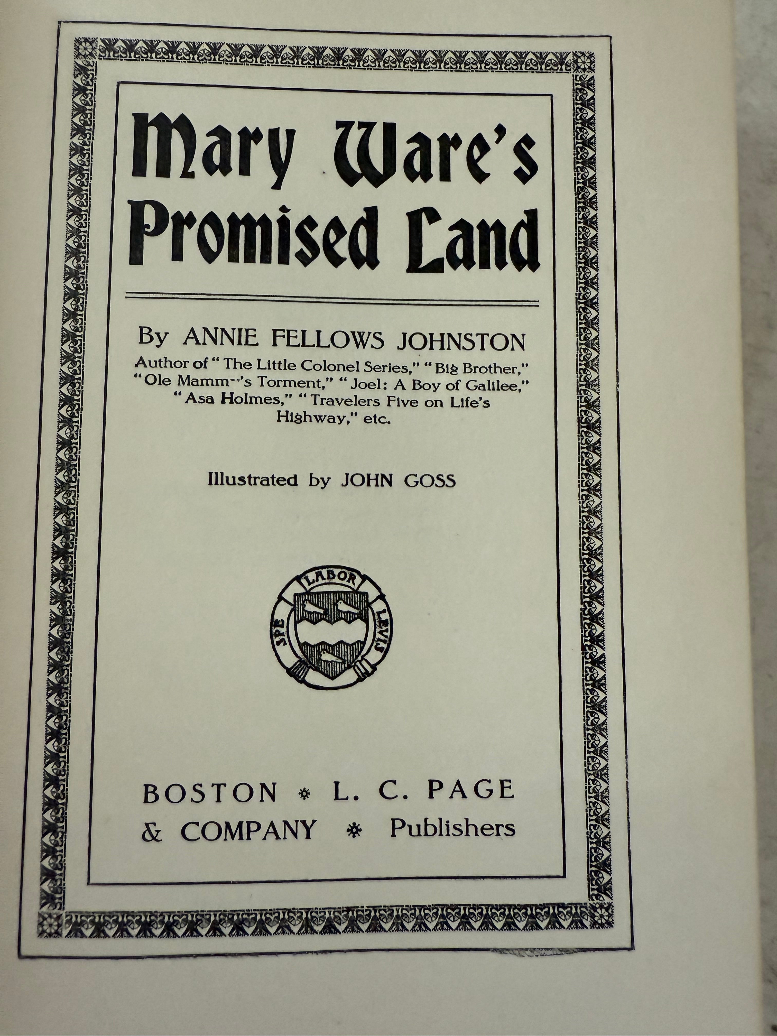 Mary Wares:  promised land Book