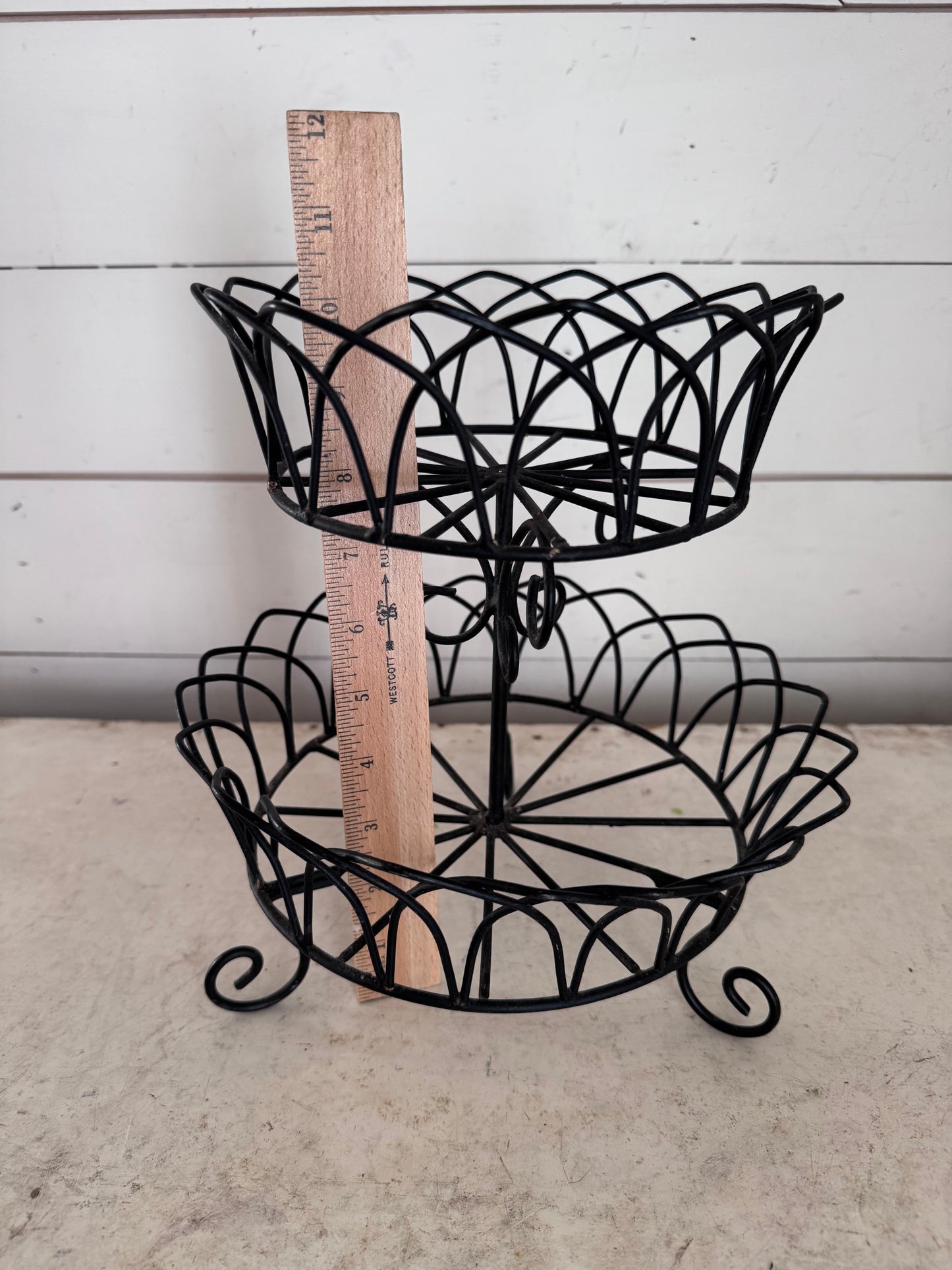 Black Two Tier wire tray fruit basket