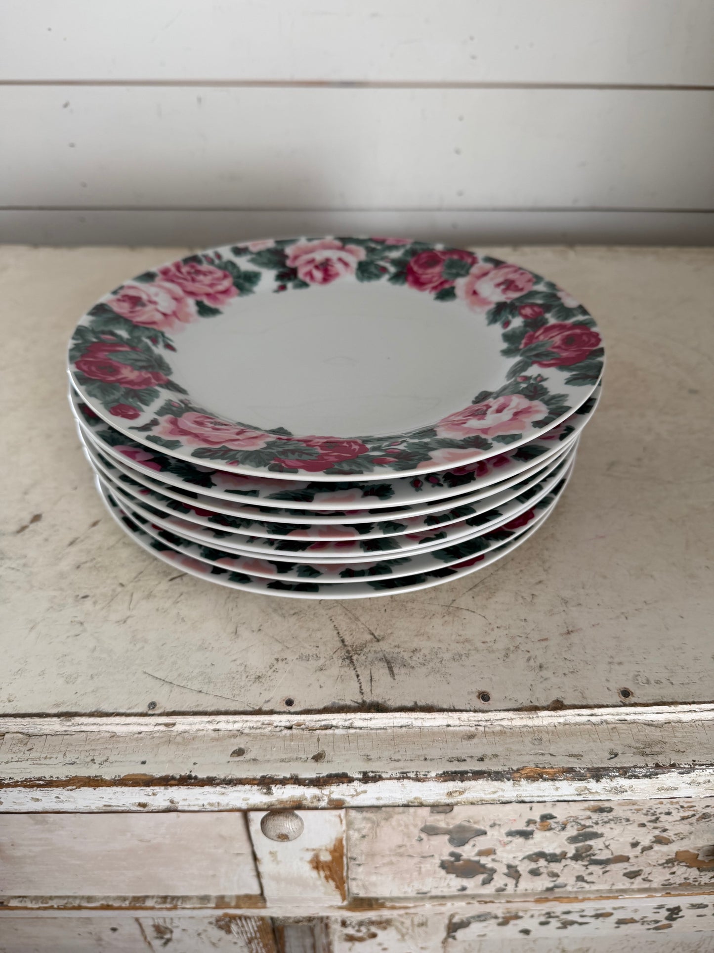 Gibson Designs Bouquet pattern, featuring a distinctive pink floral border with green leaves - Sold individually