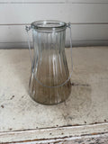 Vintage Ribbed Glass Lantern With Handle