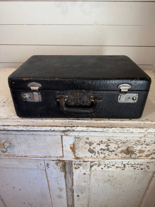 Vintage Mid Century Leather Picnic Set Suitcase
