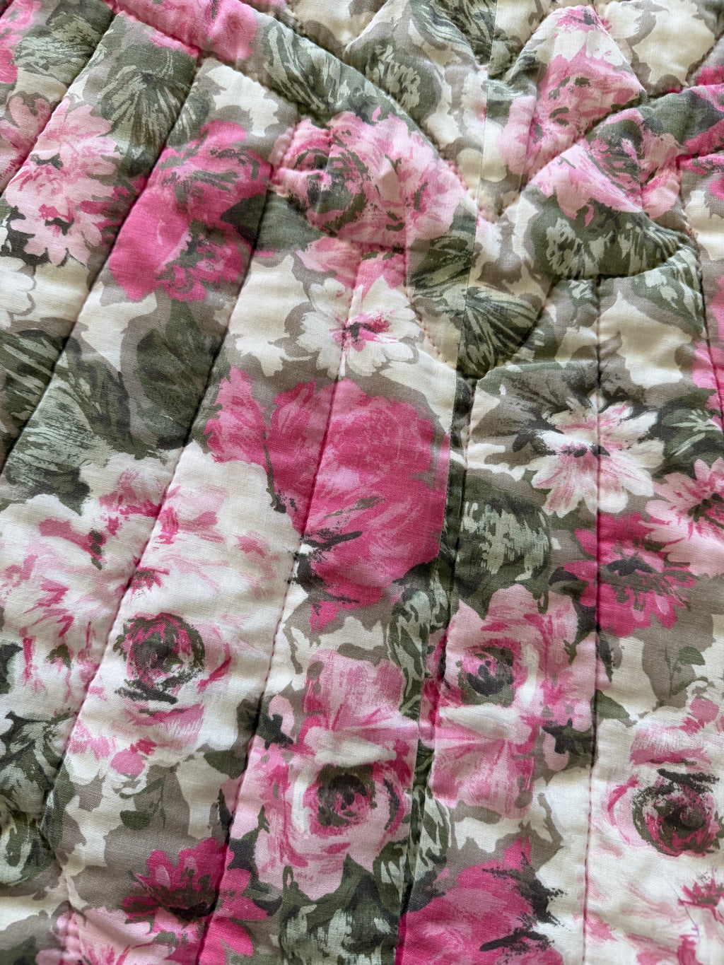 Hand quilted vintage rose full-size quilt