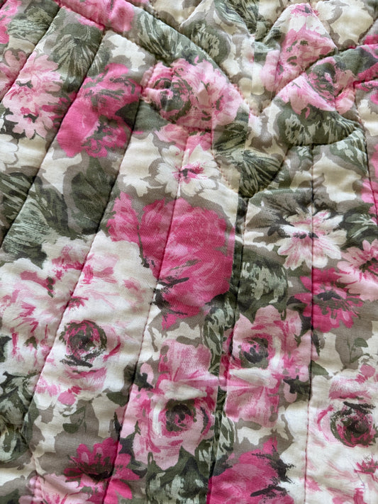 Hand quilted vintage rose full-size quilt