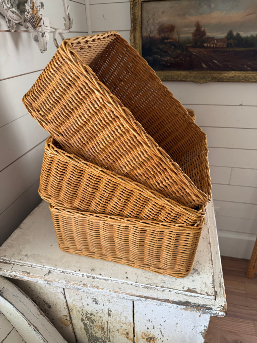 Woven Ratan Storage Baskets - Sold Individually
