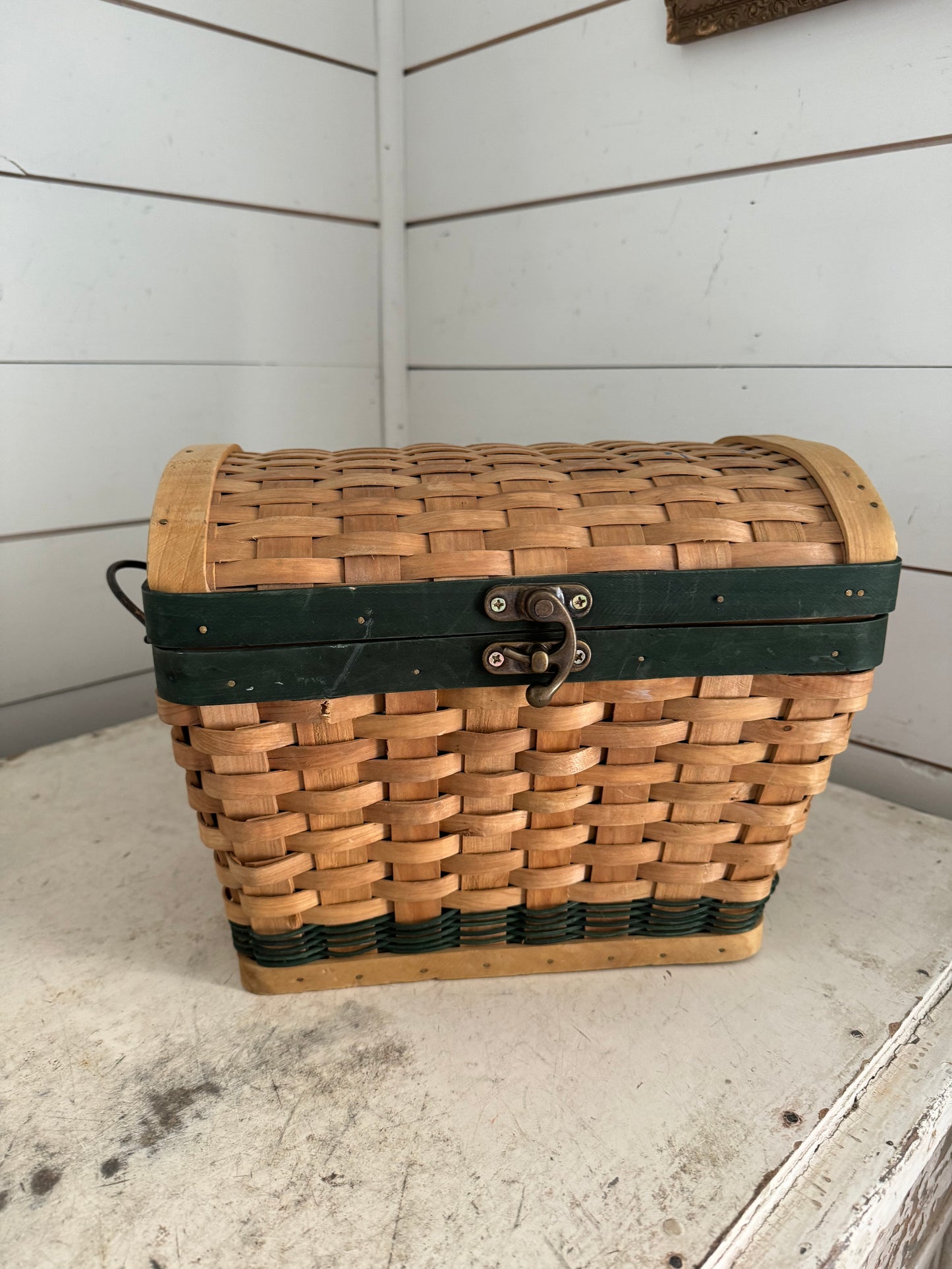 Green & Wicker Basket