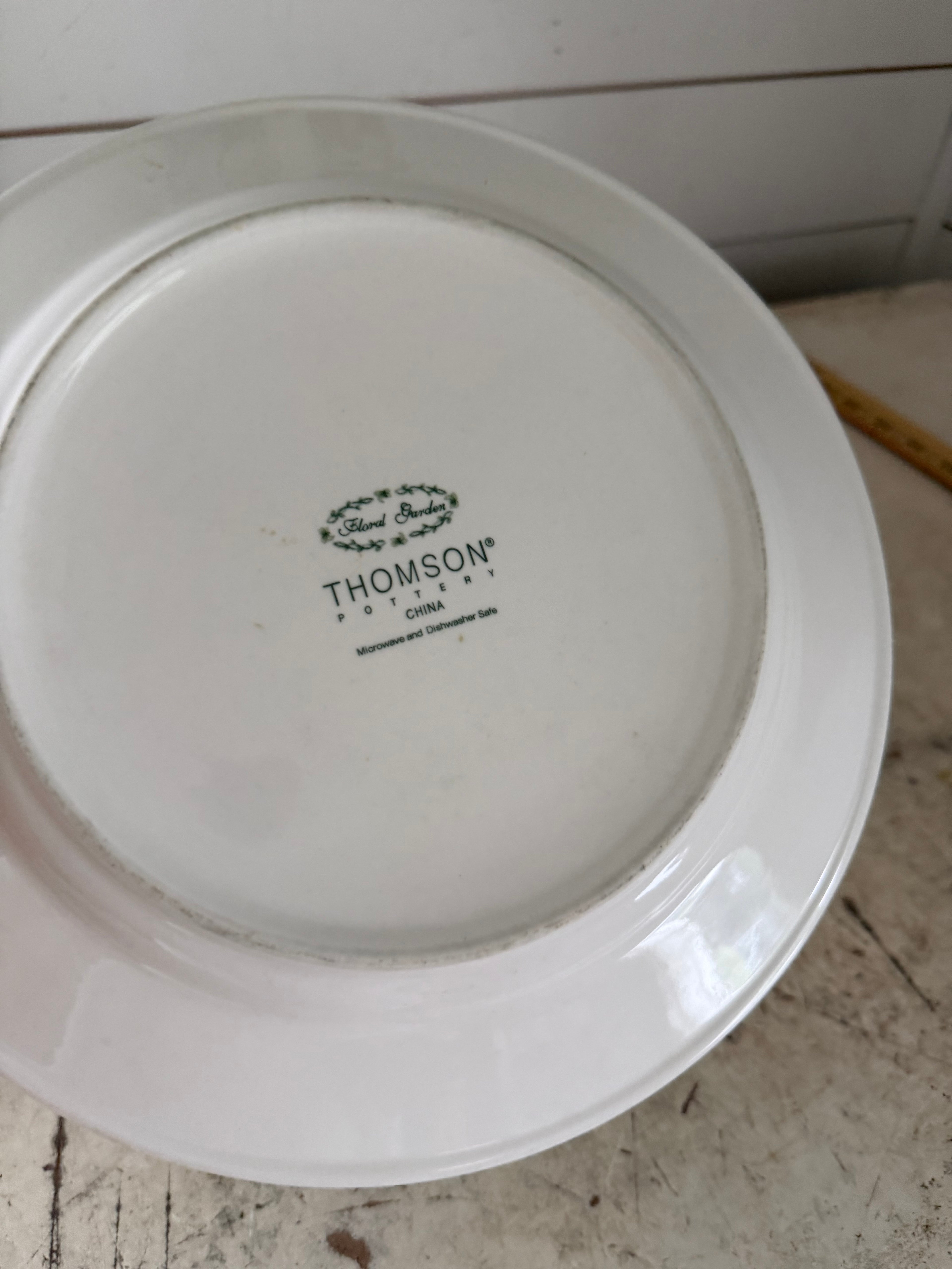 Thompson Pottery Retired Floral Garden Set of 2 Dinner Plates 10.25"