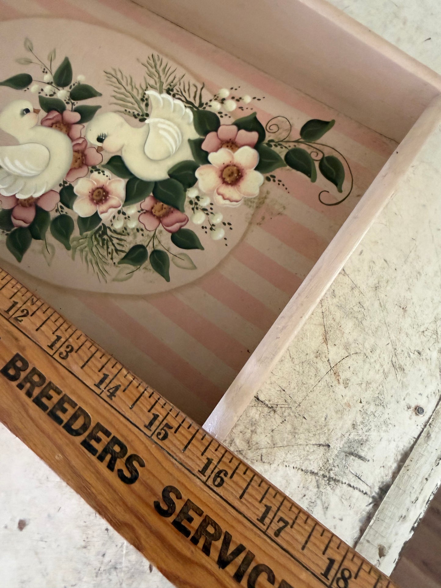 Vintage style hand-painted tray
