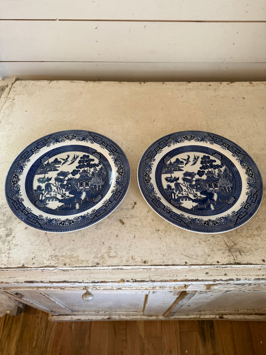 Vintage Johnson Bro Blue Willow 9” plate - sold individually