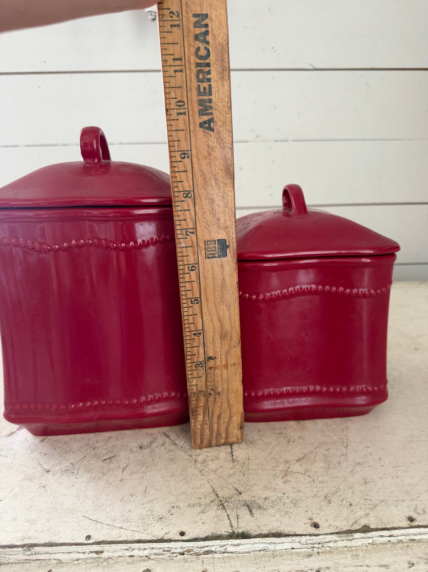 Princess House Pavillion Red Berry Canister Set of 2