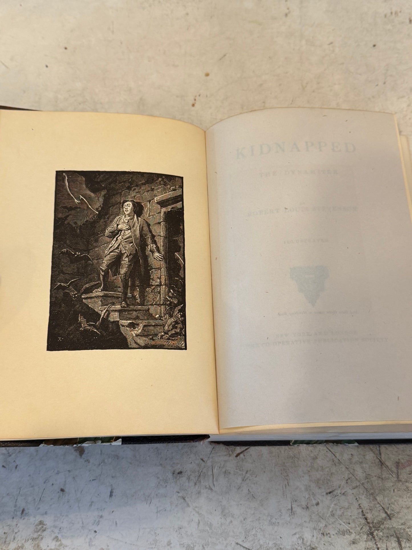 Antique leather bound kidnapped book