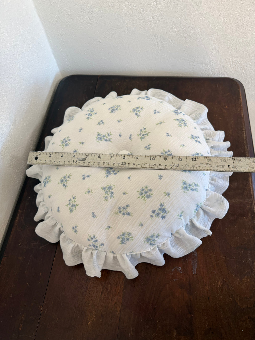Set of blue floral shabby chic style pillows