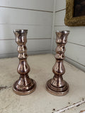 Set of Amber Mercury glass candlesticks