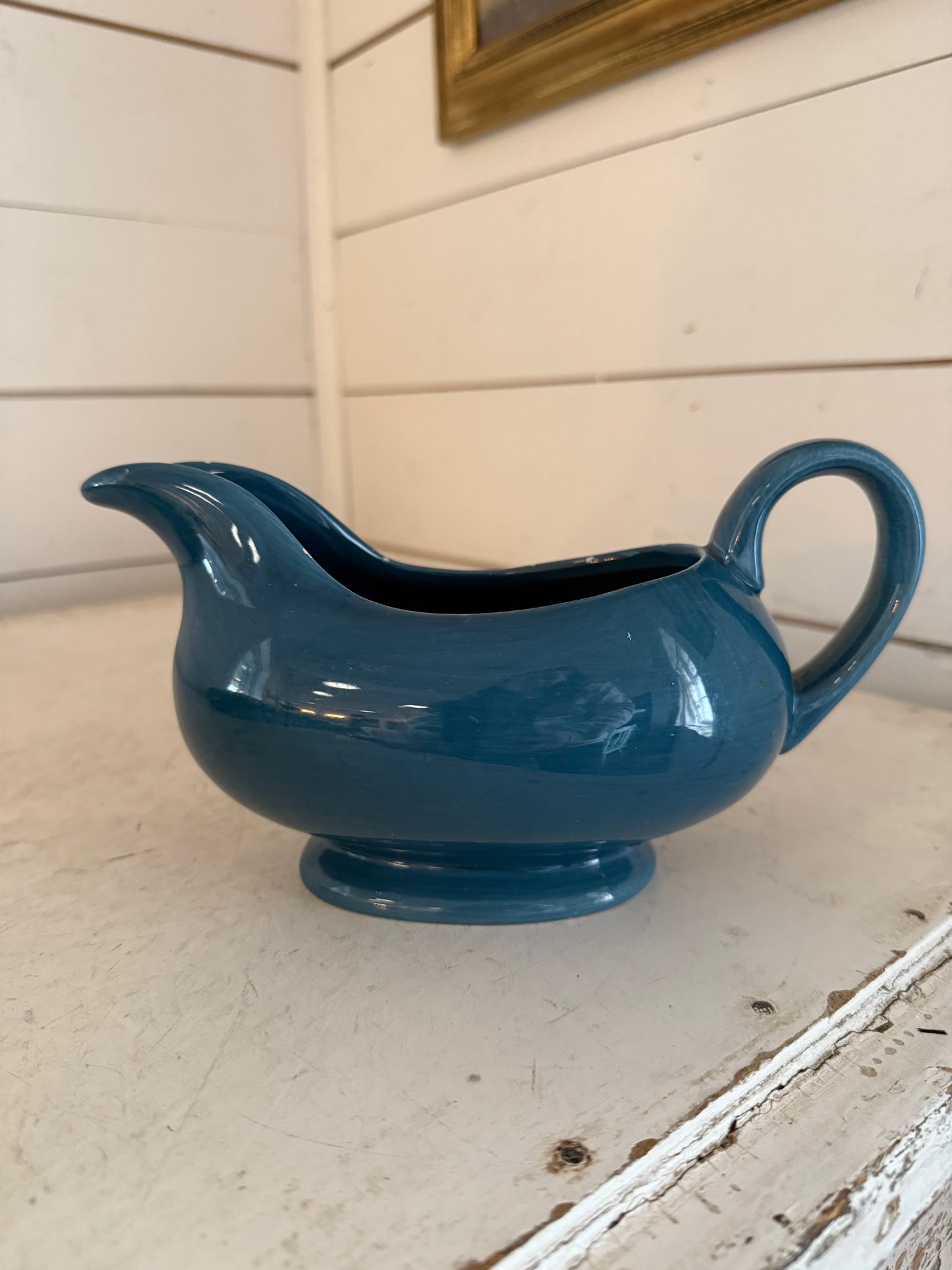 Teal Gravy Boat - small chips