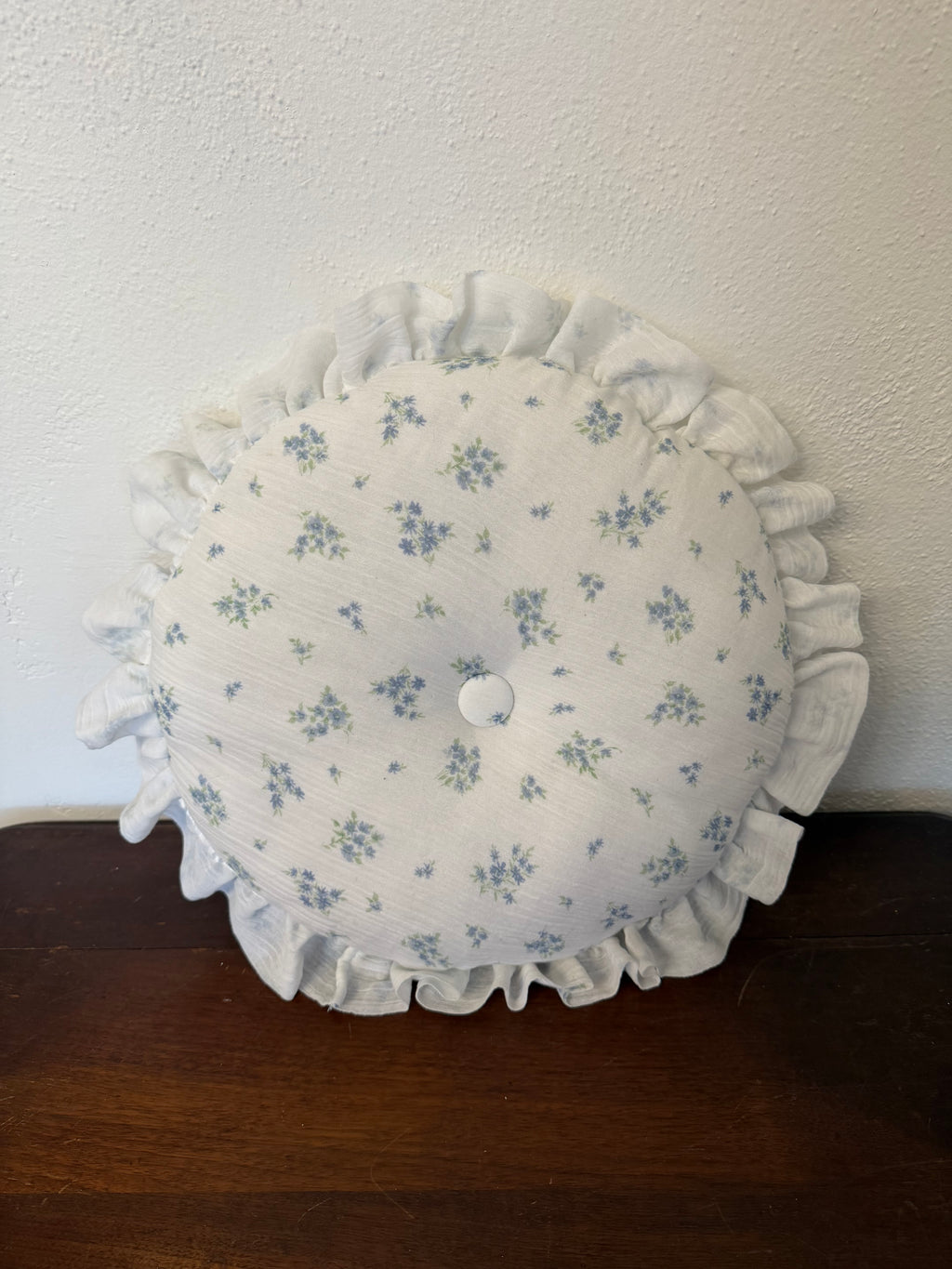 Set of blue floral shabby chic style pillows