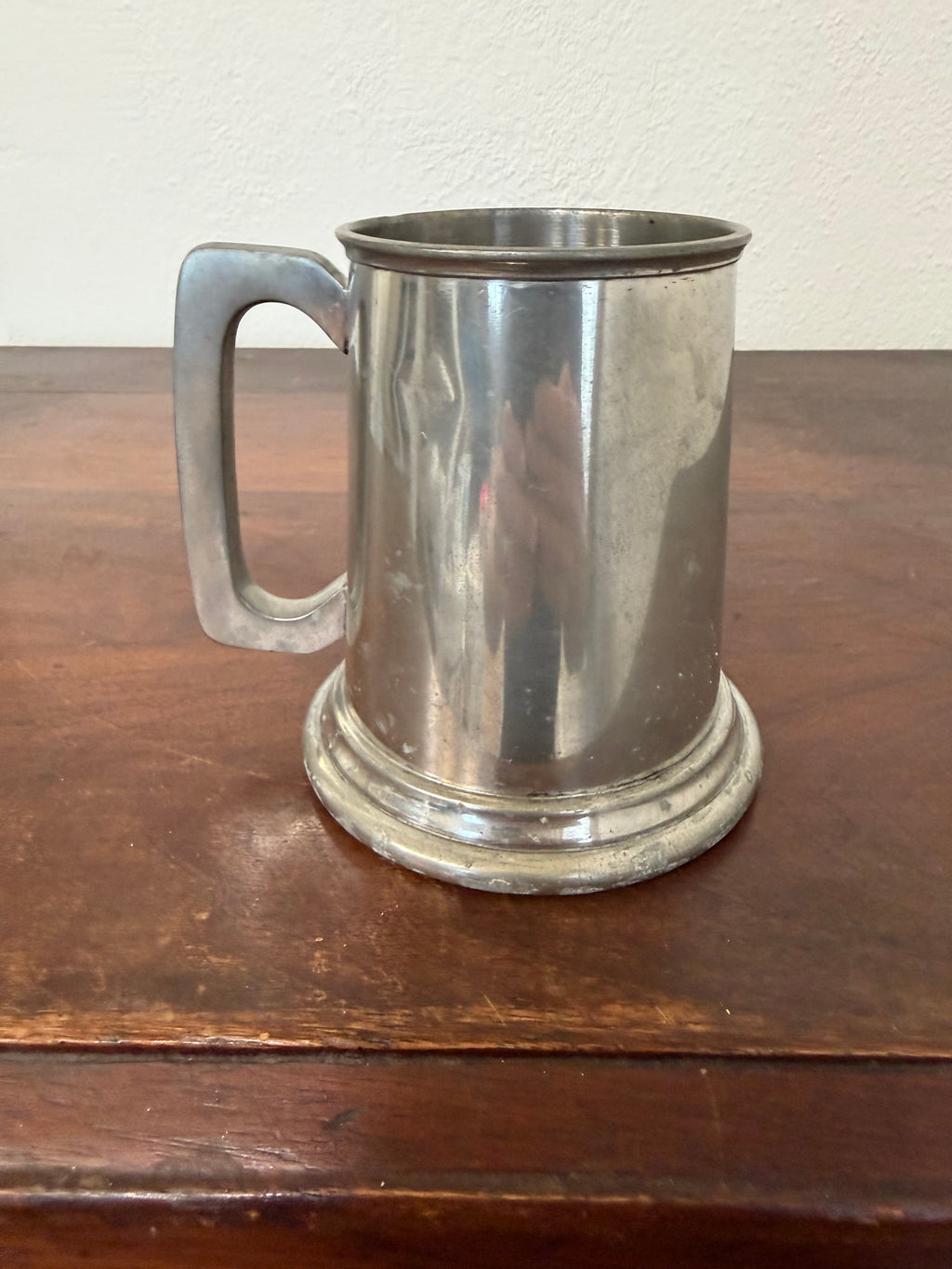 Vintage English pewter tankard or beer mug, likely made in Sheffield, England