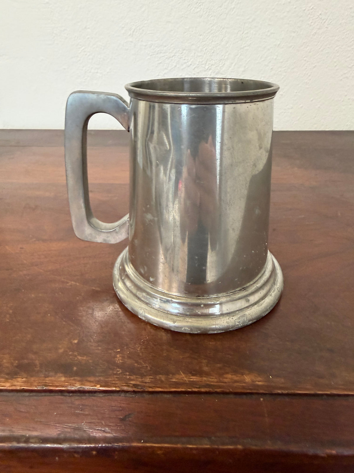 Vintage English pewter tankard or beer mug, likely made in Sheffield, England