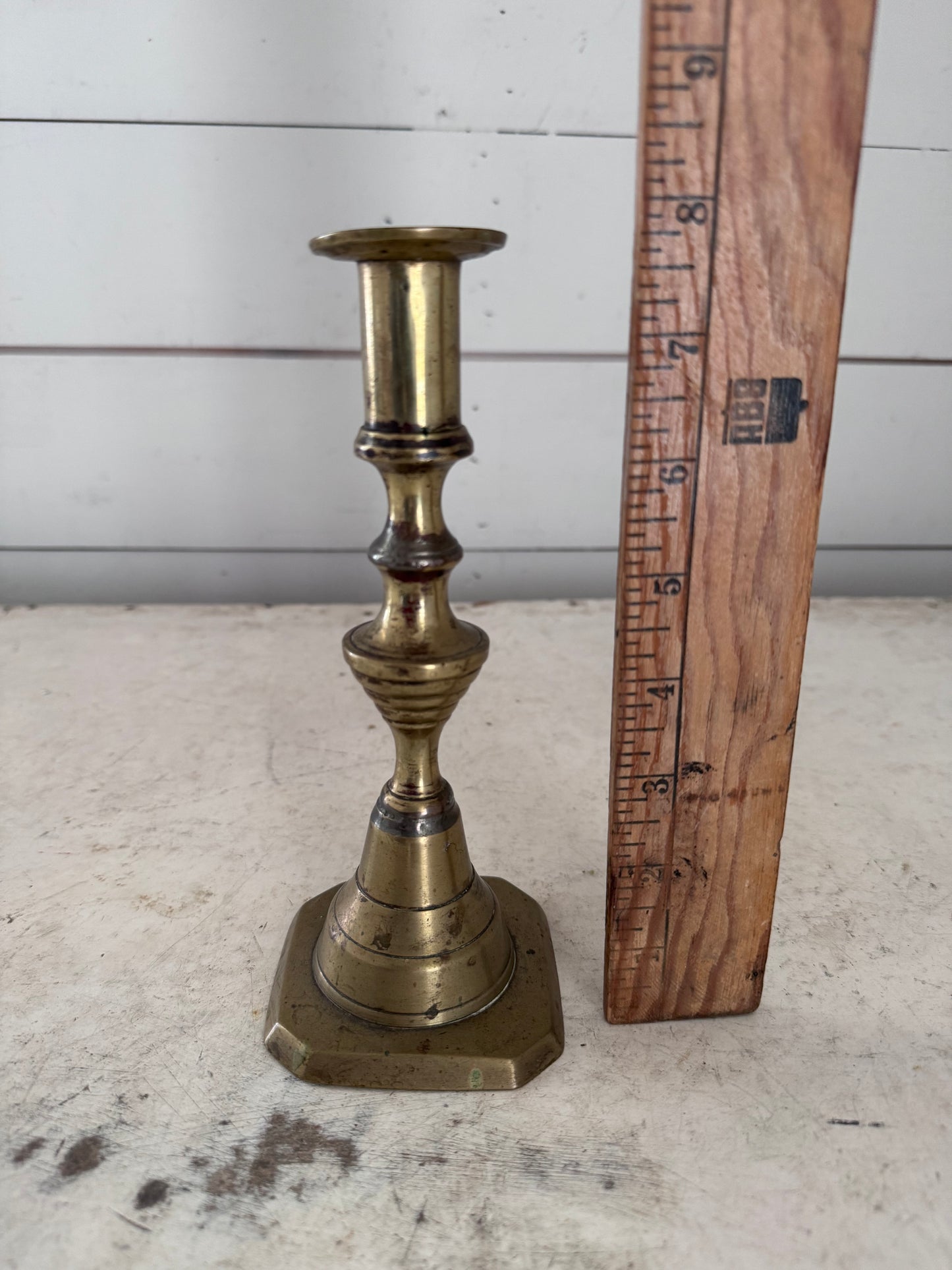 Antique Brass Candlestick 8”