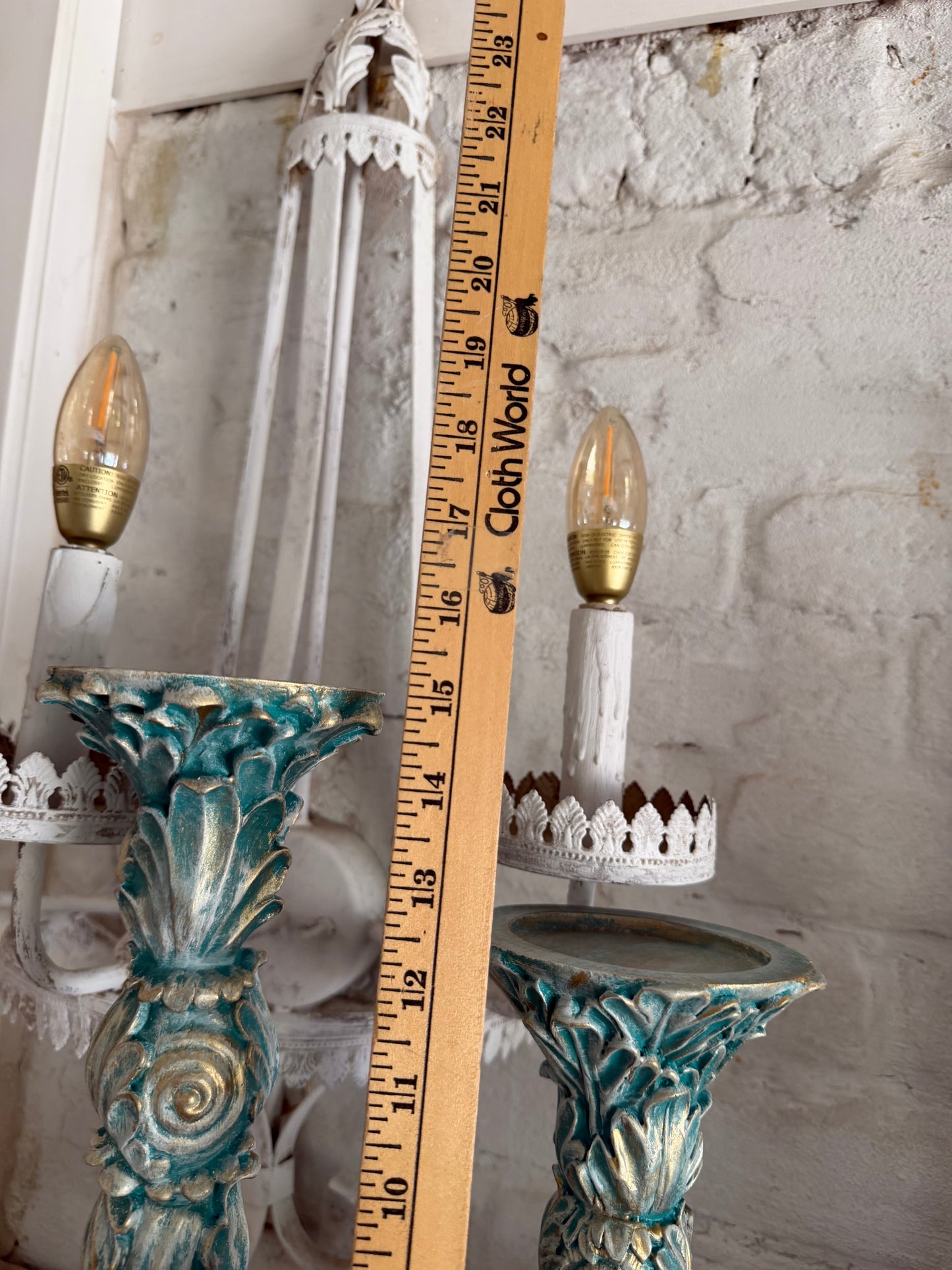 Set of two cottage Seaside handpainted candlesticks